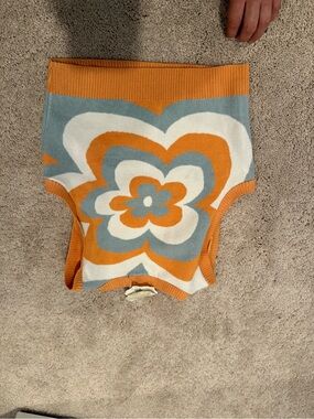 Lilly Pulitzer Orange, Blue & White Floral Knit Crop Tank